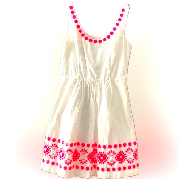 VINEYARD VINES WHITE HOT PINK SZ6 CRISP 100% COTTON SUMMER BEACH A-LINE SUNDRESS - Picture 1 of 7